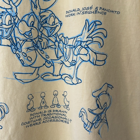 Disney Parks Ink & Paint Collection The Three Caballeros Ringer Tee Yellow Blue - Picture 6 of 10